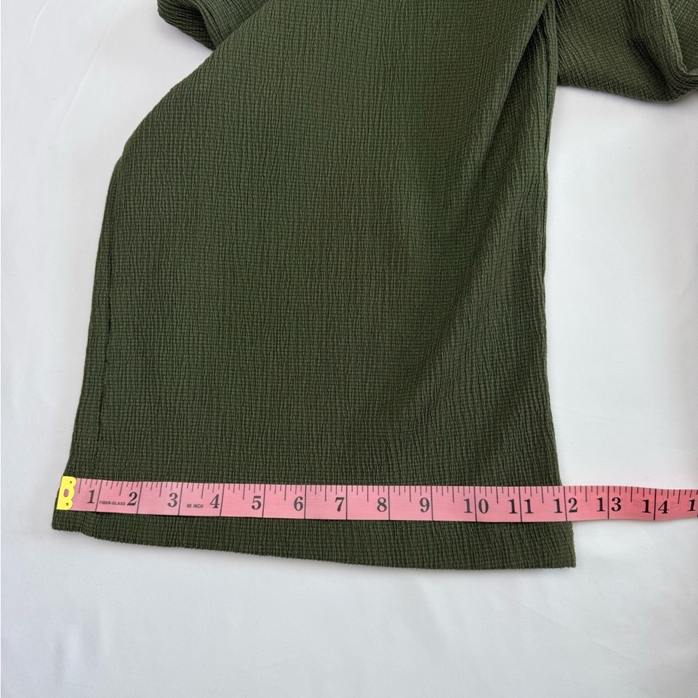 Olive Green Wide Leg Pants Lightweight Summer High Waist Comfy Small - Picture 8 of 9